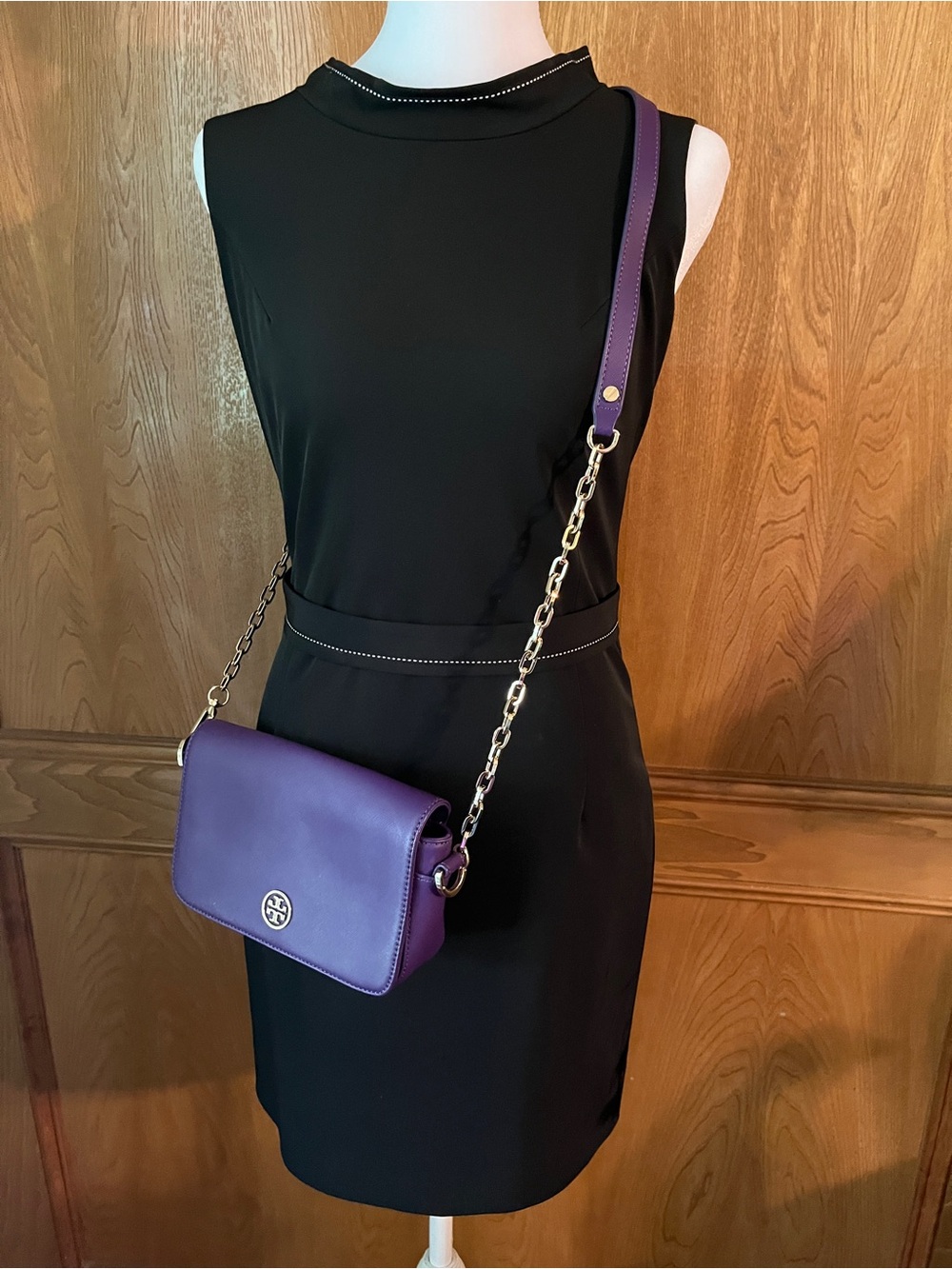 Sz 2 Shin Choi Black Sheath Dress with Velcro Belt LBD
